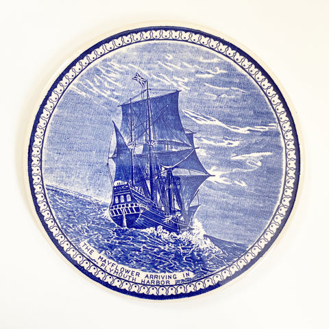 Blue & White Mayflower Trivet Staffordshire Ware