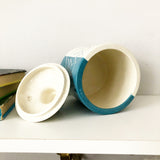 Teal and White 1970s Ceramic Jug