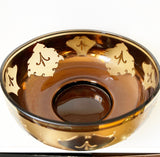 Czech Bohemia Glass Black and Gold Handpainted Bowl