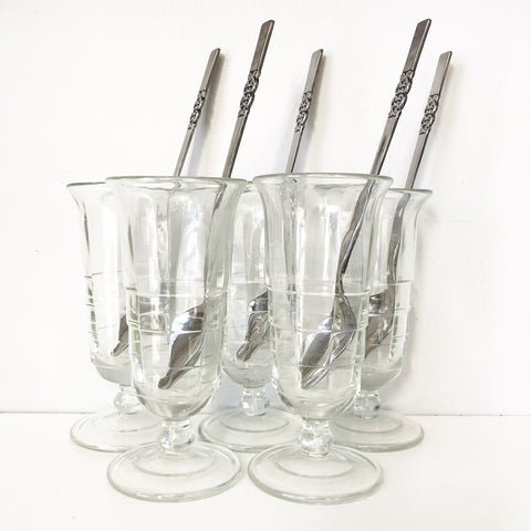 Set of 5 1930s Dessert Cups and Spoons