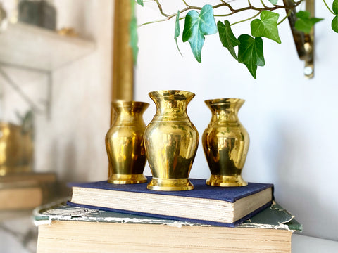 Trio of Mini Brass Vases