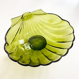 Large Green Glass Shell Bowl