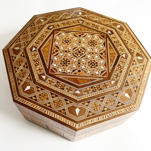 Wooden Octagon Box with Pearl Inlay