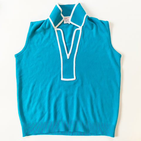 Mod Vest Turquoise with White