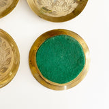 Set of 6 Vintage Etched Brass Coasters