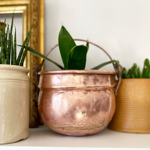 Small Vintage Copper Cauldron