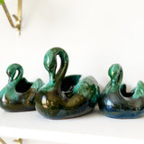 Trio of Blue Mountain Pottery Swan Planters