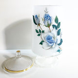 Blue Rose Glass Candy Jar
