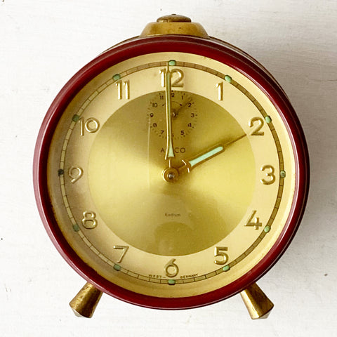 Red West German Artco Windup Alarm Clock