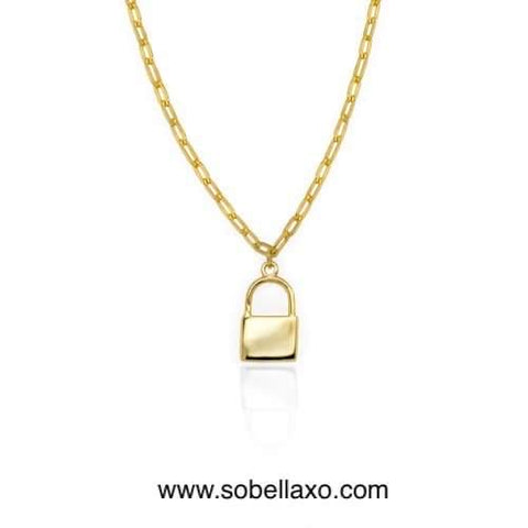 Gold Plated Sterling Padlock Necklace from Sobellaxo