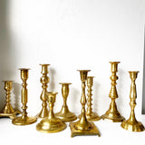 Set of 9 Eclectic Brass Candlesticks