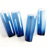 Set of 4 Vintage Blue Glasses