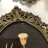 Set of 8 Italian Brass Oval Frames w Pressed Flowers