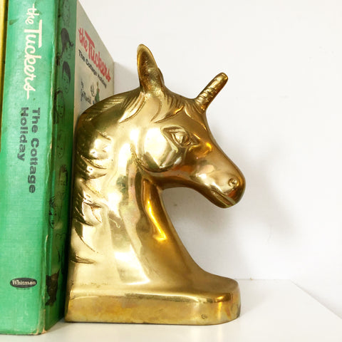 Set of Brass Unicorn Bookends