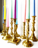 Set of 9 Eclectic Brass Candlesticks