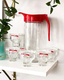 Set of 6 Retro Glasses and Pitcher