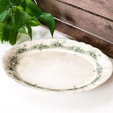 Antique Turkey Platter with Green Floral Design