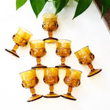 Set of 8 Small Amber Goblets