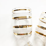 Set of 5 Small Gold & Frosted Barrel Glasses
